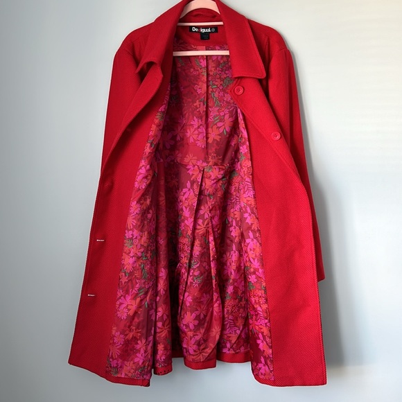 NWOT DESIGUAL Women’s Red Embroidered Overcoat Jacket EU 48 (XXL) - Picture 7 of 15